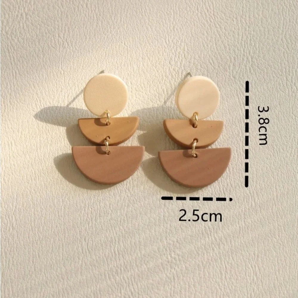 Brown Geometric Drop Earrings